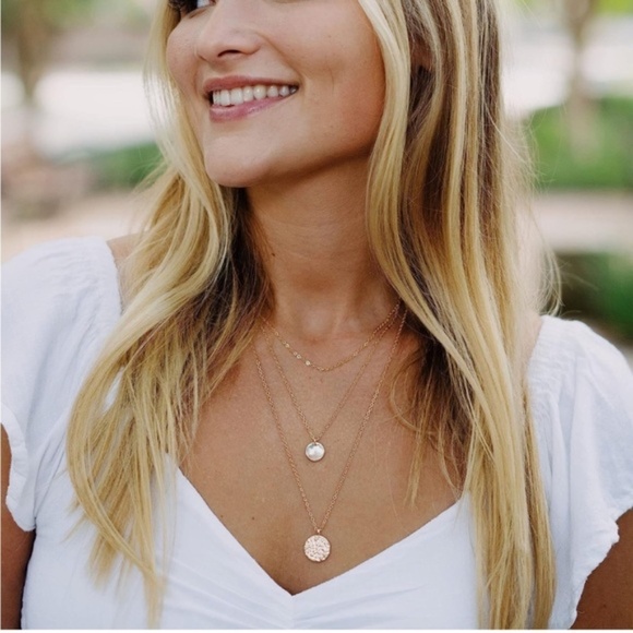 Gold 14k Gold Plated 3pc Disc Necklace Set - Picture 2 of 2